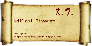 Kárpi Tivadar névjegykártya